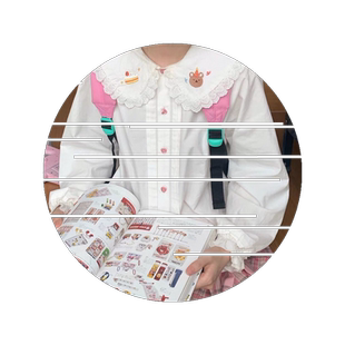 秋季日系可爱小熊花边娃娃领衬衫女学生韩版宽松长袖软妹打底上衣