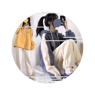 休闲运动套装女秋冬季韩版时尚女装加绒加厚卫衣学生两件套潮
