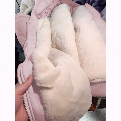 加绒卫衣外套女秋冬款超厚冬天新款冬季加厚粉色羊羔毛绒棉服正肩