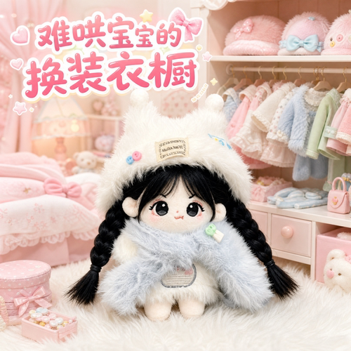 10cm棉花娃娃女难哄有骨架人形公仔可爱超萌玩偶娃衣女孩生日礼物