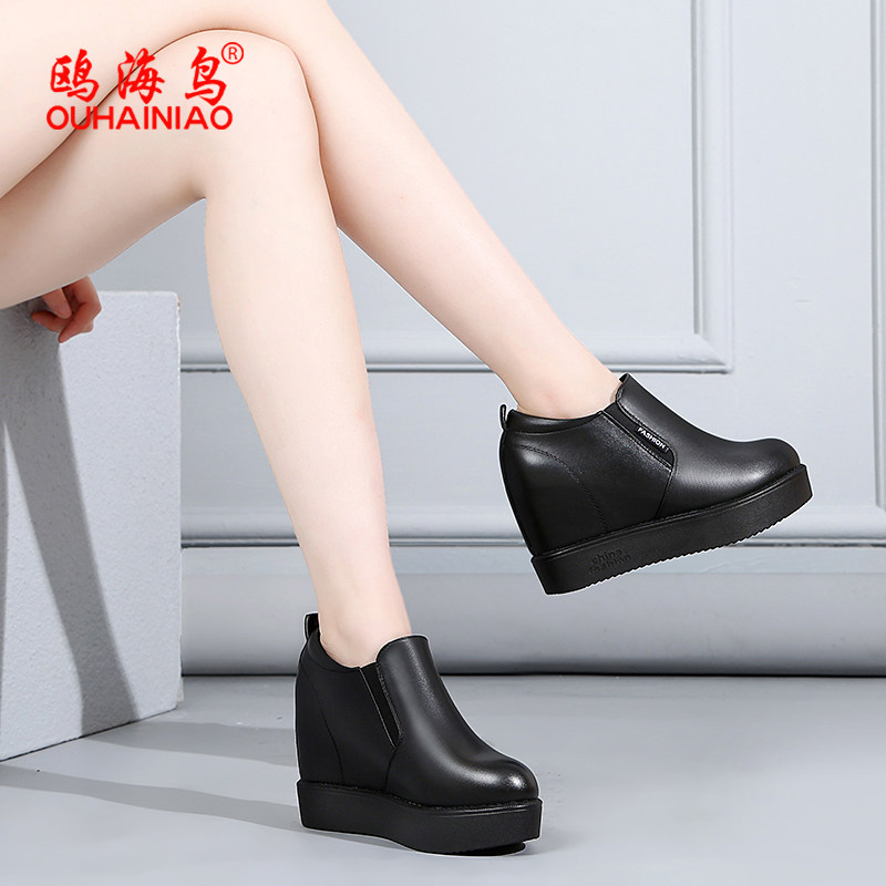 黑色鞋子女2019新款韩版百搭松糕厚底内增高懒人一脚蹬休闲女单鞋|ruв категории Женская обувь, низкий чистка - от Buy2taobao.com для оказания профессиональной услуги покупки агента Taobao