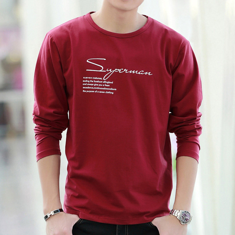 春男长袖t恤丝光棉弹力宽松大码百搭上衣肥佬胖子纯棉打底衫潮流