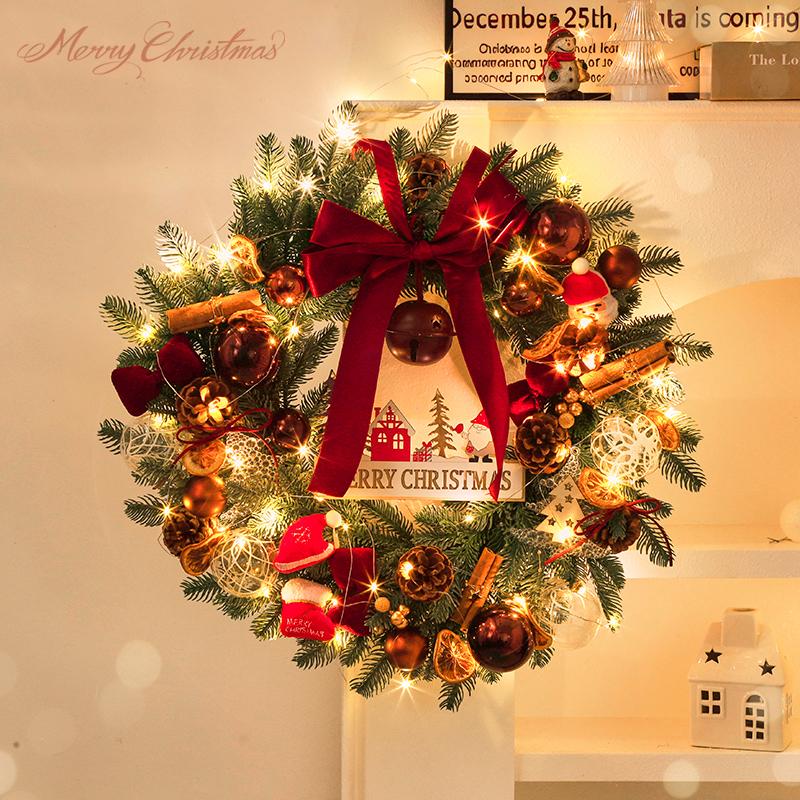 圣诞节装饰品圣诞花环门挂家用橱窗树圈氛围场景布置饰吊饰创意