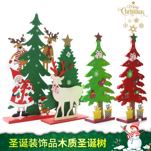 圣诞装饰品圣诞老人雪人麋鹿创意木质桌面摆件商场收银台柜台书桌