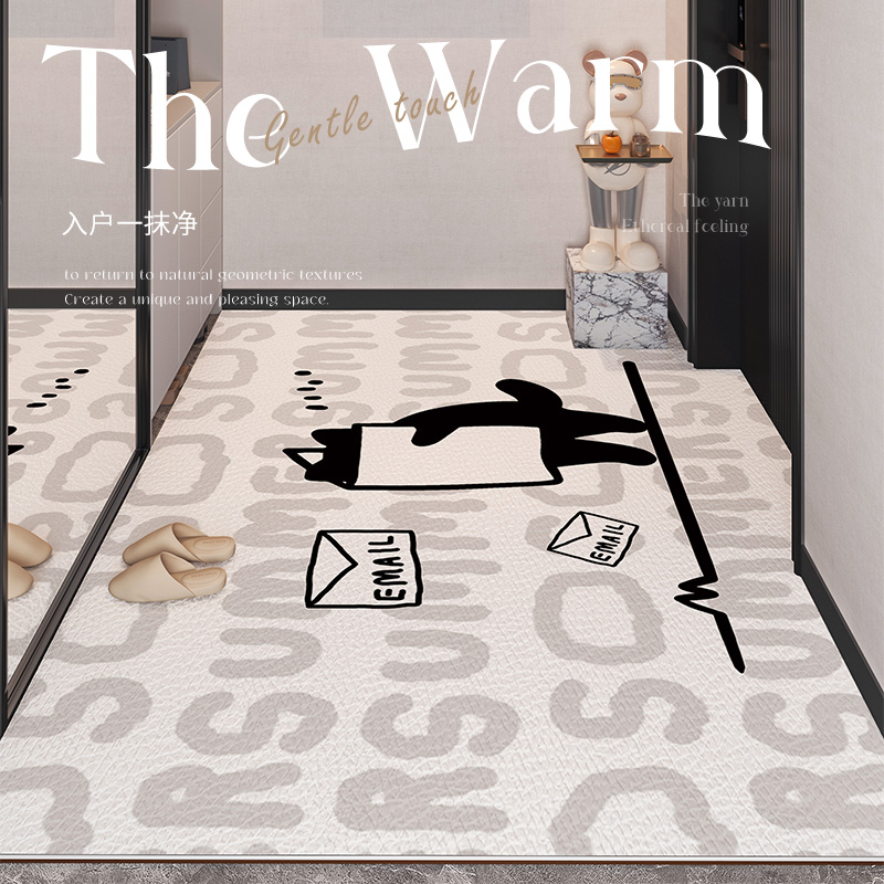 卡通入户门地垫进门pvc免洗可擦门垫门口耐脏可裁剪脚垫皮革地毯