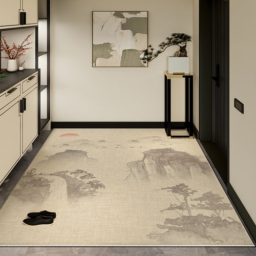 新中式入户门地垫耐脏进门门垫大门口脚垫可裁剪定制家用玄关地毯