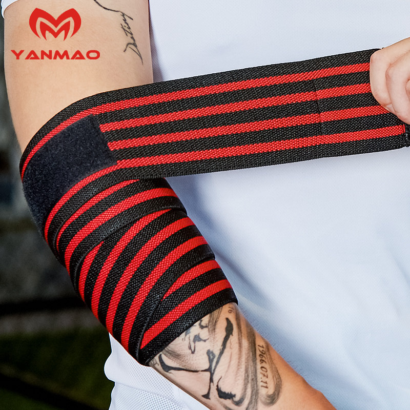 健身护肘关节套绑带手臂胳膊肘卧推绷带护套手腕弹力魔术贴男专业