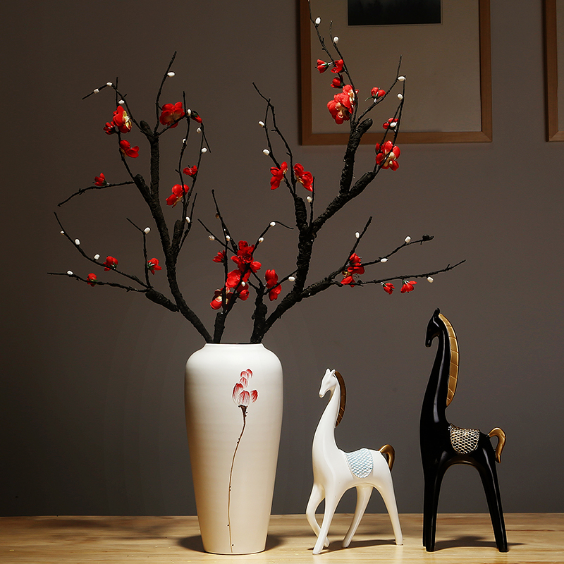 景德镇陶瓷器花瓶白色书房仿真干