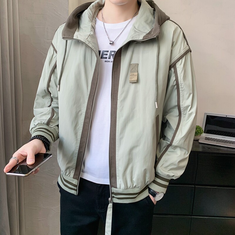 夹克男2024新款春秋季连帽男装上衣潮休闲外套春装帅气百搭衣服04