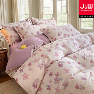 清新卡通60支加厚纯棉四件套150 180x220全棉微磨毛秋冬 160x210