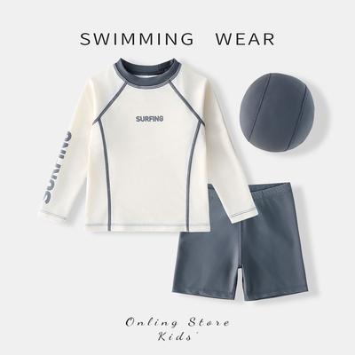 男童分体泳装2025新款夏季长袖