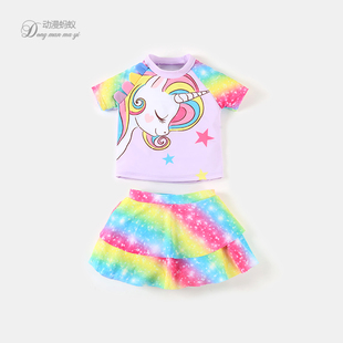 儿童泳衣女孩洋气可爱公主游泳衣一岁女童泳衣分体裙式 夏防晒泳装