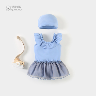 公主裙游泳衣宝宝泳衣女宝可爱纱裙泳装 儿童连体泳衣2025新款 韩版