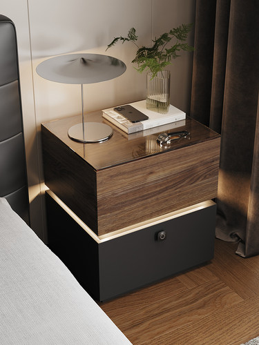 2025新款智能床头柜现代简约卧室多功能床边保险收纳柜带锁40公分