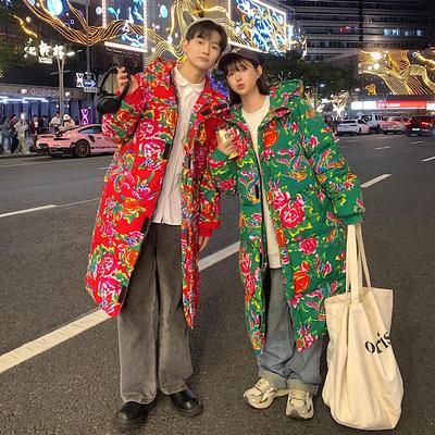 伟大航路连帽加厚中长款棉衣