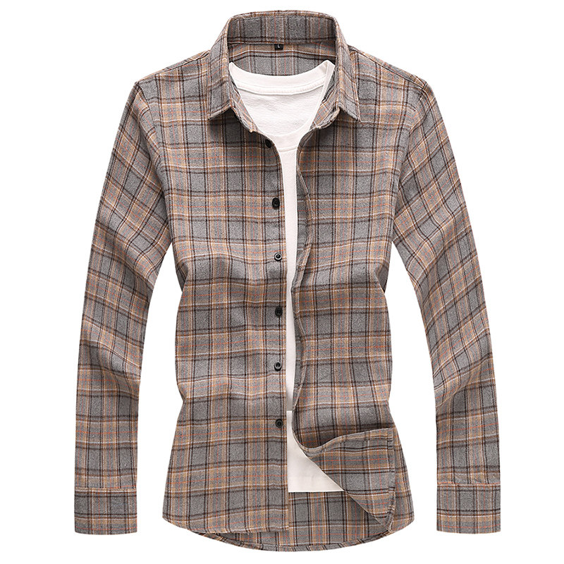 秋冬季男士长袖衬衫加大码休闲职业打底衫it男工作衬衣格子上衣潮