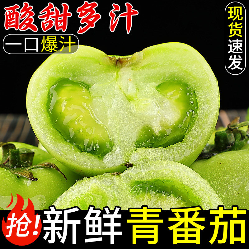 湖北青番茄绿色西红柿水果新鲜现摘未成熟青脆西红柿农家自种蔬菜