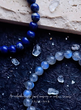 蓝灰月光拉长青金石水晶手链礼物