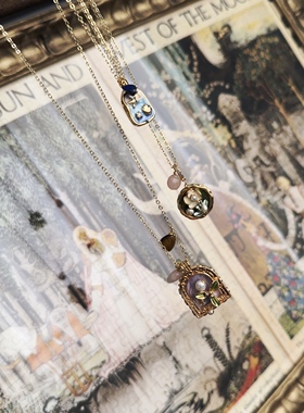 复古油画宝石孤品项链