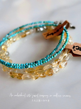 设计师轻盈纤细宝石套装项链手链