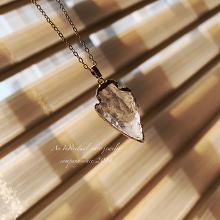 Lucky 原创设计情侣宝石项链 Arrow｜白水晶手工镶嵌鎏金幸运箭头