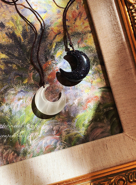 Space Starbright｜蓝砂石&白猫眼月亮项链 原创设计宇宙水晶宝石