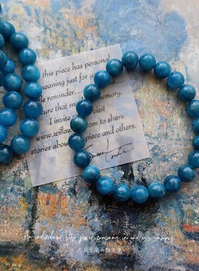 梵高星夜地中海蓝磷灰石手链礼物