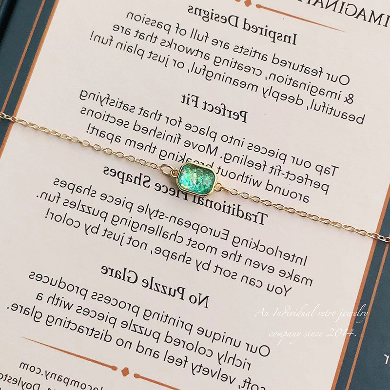 stardust|宇宙尘埃 手工金箔晶莹宝石方钻镶嵌欧泊镀金纤细手链