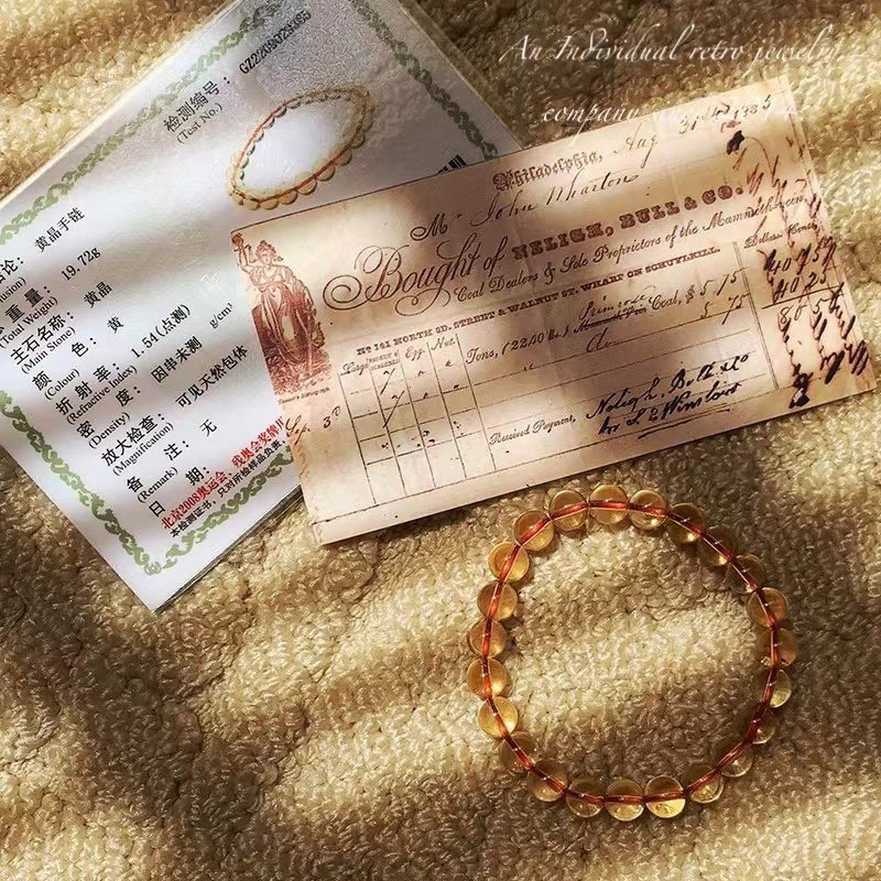 citrine|全净体黄水晶宝石手链携证书