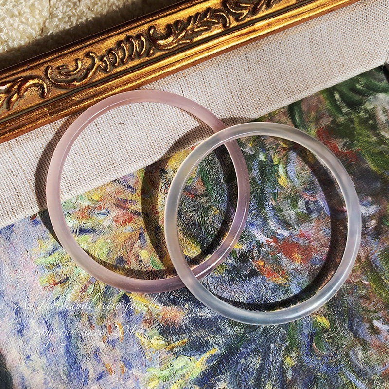 careless whisper|纤细净透天然蛋白粉玉髓守护手镯原创设计水晶