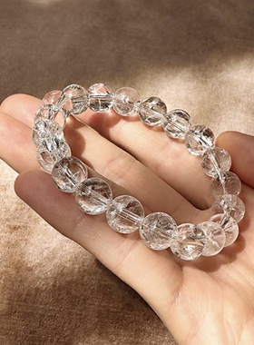 天然白阿塞水晶宝石手串正财礼物