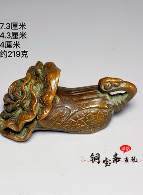 古玩铜器铜白菜百财手把件茶宠桌面招财摆件文房镇纸文镇装饰摆件