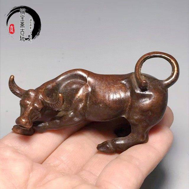 古玩杂项收藏铜牛摆件华尔街牛旺市牛生肖牛家居招财茶桌茶宠装饰