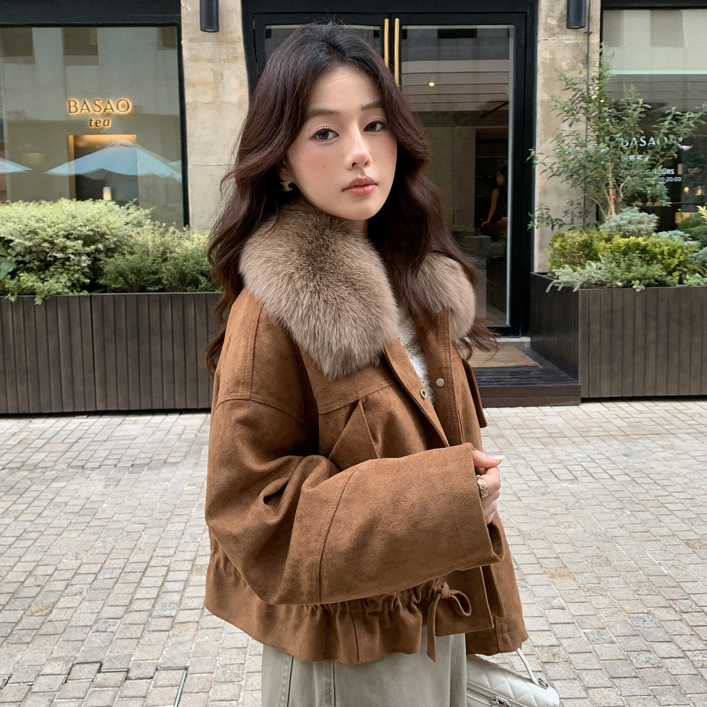 新款狐狸毛皮草外套女鹅绒羽绒服