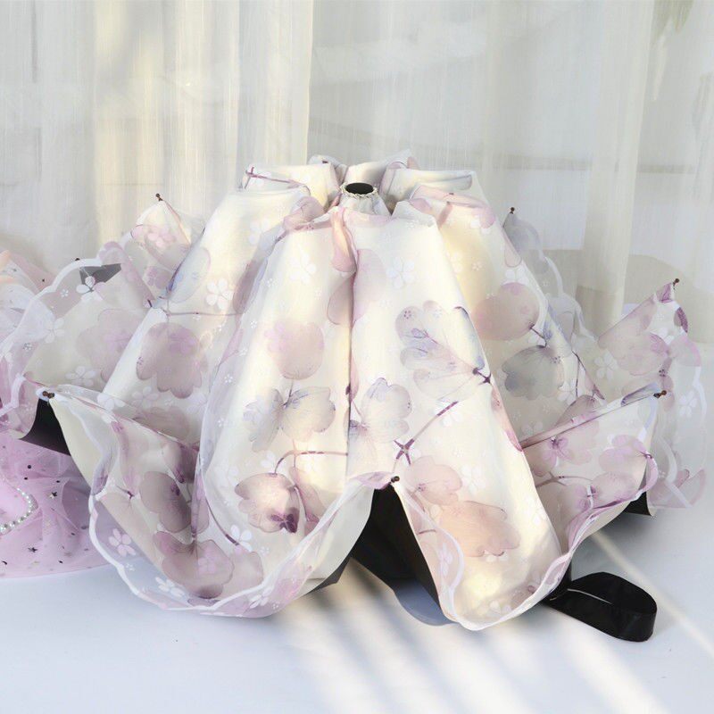 网纱晴雨伞女公主洋伞太阳伞双层蕾丝花边防晒防紫外线遮阳伞