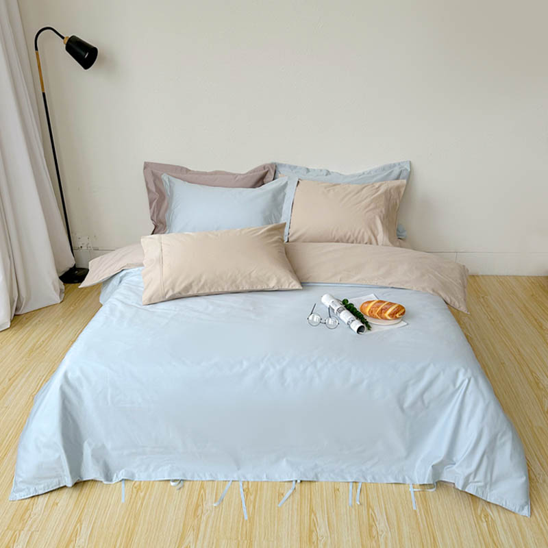高端纯棉床笠款四件套撞色北欧风
