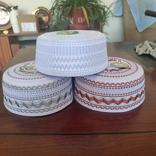 夏季回回礼拜帽子白帽子回族餐厅服务员厨师透气打孔