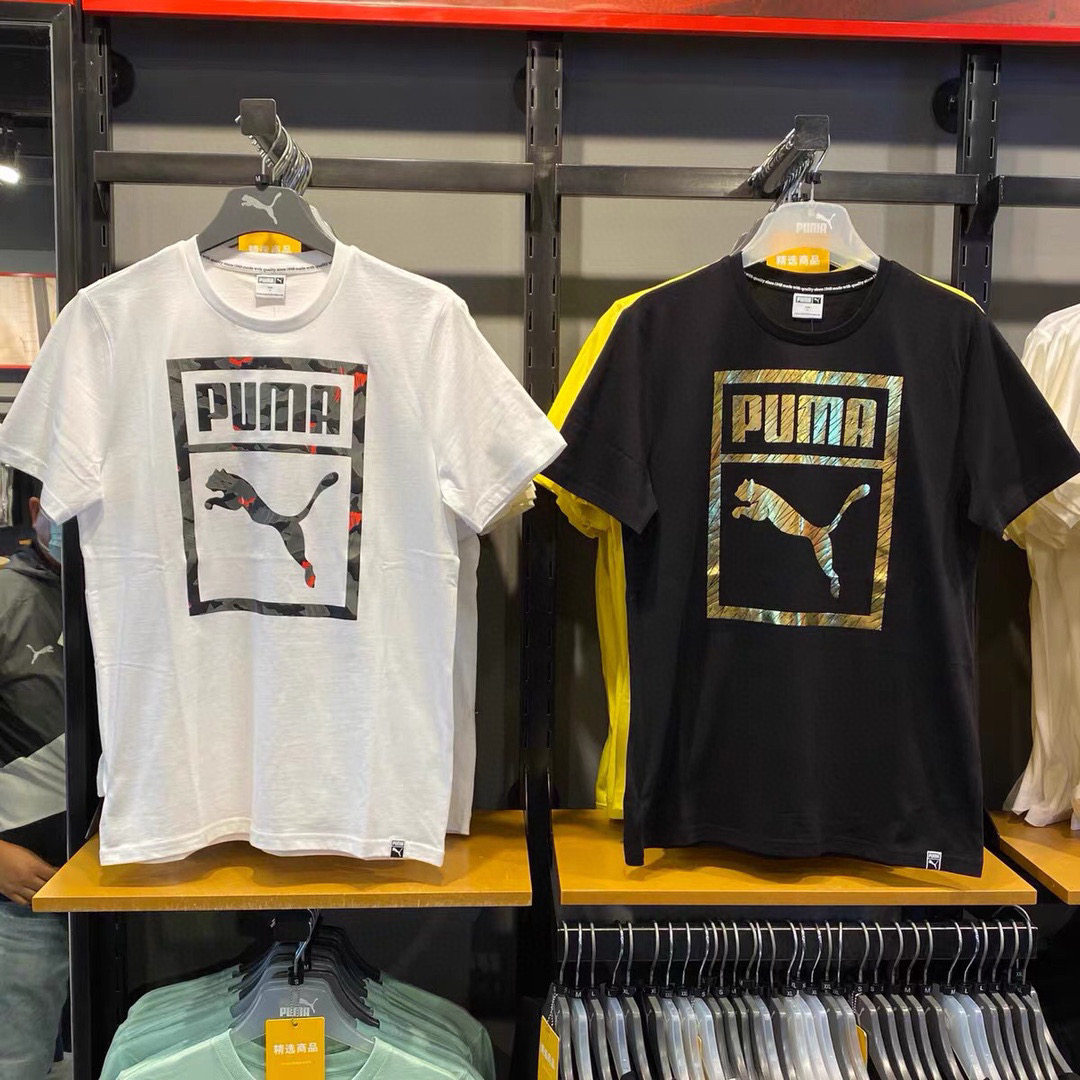Puma/彪马夏季印花LOGO字母舒适圆领透气短袖T恤 576437 844137