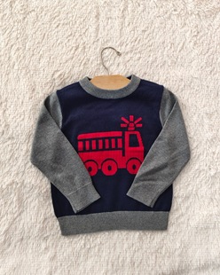 GAP 套头毛衣297438 儿童卡通图案圆领针织衫