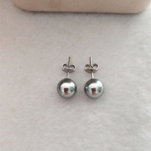 海水大溪地珍珠耳钉925银耳针