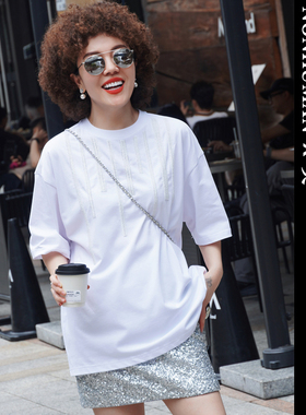 NONHUMAN蚂蚁家 25春夏新款 原创设计师品牌 亮片钉珠宽松短袖T恤