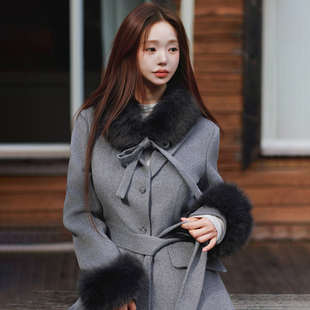 kindame韩国公主风毛领皮草围巾腕饰时髦系带脖套高级感AR25F3305
