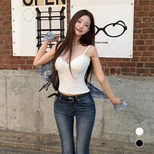 kindame纯欲蕾丝吊带背心带胸垫