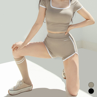 Kindame 海豚白边运动短裤夏季健身紧身热裤高腰无Y区打底裤DLSP