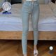 铅笔裤 kindame韩国高腰双扣小脚提臀显瘦铅笔九分丰胯牛仔裤 修身