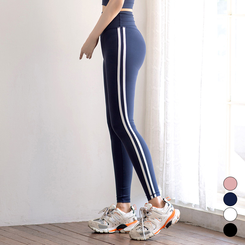 kindame运动长裤女跑步健身裤速干透气显瘦侧边条纹瑜伽裤TLL