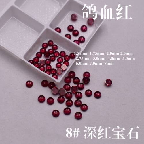 缅甸鸽血红宝石配石8号深红宝素面平底半圆小戒面裸石圆形小配石