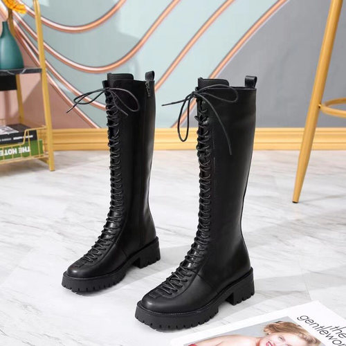 真皮特大码41一43冬季中跟女靴子