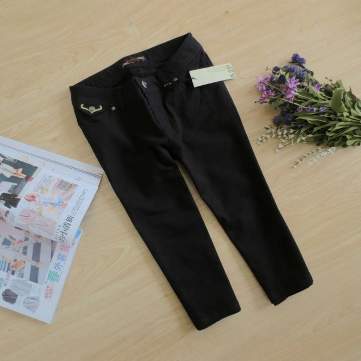 韩国修身直筒弹力七分裤纯棉女休闲裤子 春夏新小脚紧身舒适0224