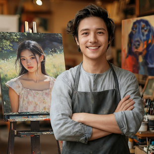 油画定制照片人物肖像画装饰挂画人像玄关客厅卧室手绘艺术画代画